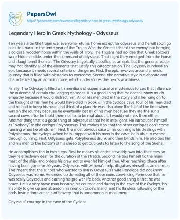 Essay on Analyzing “The Odyssey” as an Epic