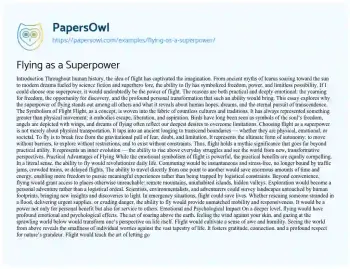 Essay on Flying as a Superpower
