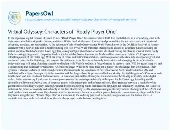 Essay on Virtual Odyssey: Characters of “Ready Player One”