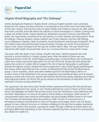 Essay on Virginia Woolf Biography and “Mrs Dalloway”