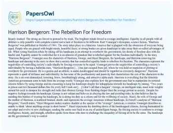 Essay on Harrison Bergeron: the Rebellion for Freedom