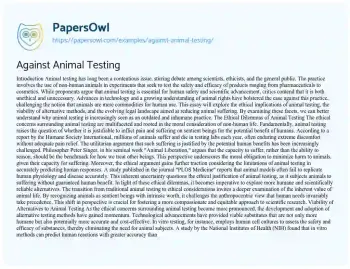 Essay on Against Animal Testing