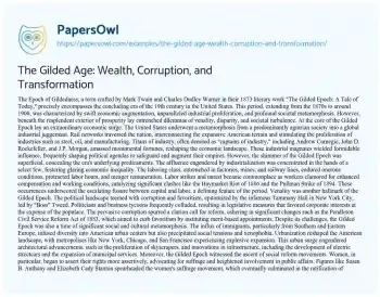 Essay on The Gilded Age: Wealth, Corruption, and Transformation