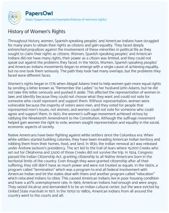 Essay on History of Women’s Rights