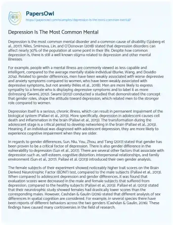 Essay on Depression is the most Common Mental