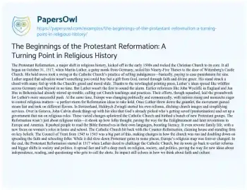 Essay on The Beginnings of the Protestant Reformation: a Turning Point in Religious History