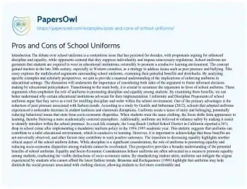 Essay on Pros and Cons of School Uniforms