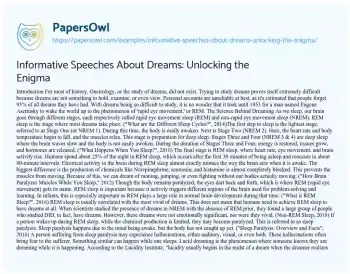 Essay on Informative Speeches about Dreams: Unlocking the Enigma