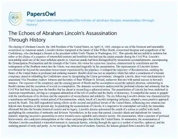 Essay on The Echoes of Abraham Lincoln’s Assassination through History