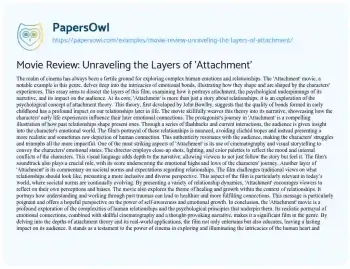 Essay on Movie Review: Unraveling the Layers of ‘Attachment’