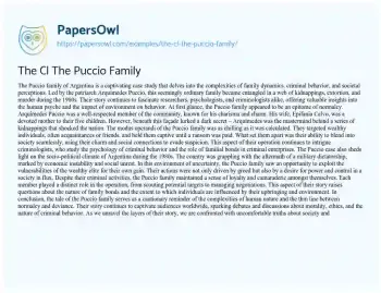 Essay on The Cl the Puccio Family