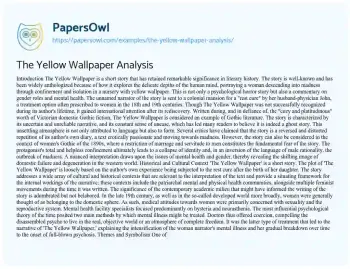 Essay on The Yellow Wallpaper Analysis