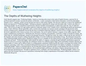 Essay on The Depths of Wuthering Heights