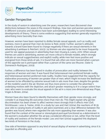 Essay on Gender Perspective