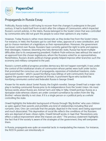 Essay on Propaganda in Russia Essay