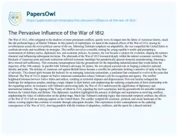 Essay on The Pervasive Influence of the War of 1812