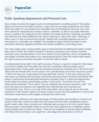 Essay on Public Speaking Appearances and Personal Lives