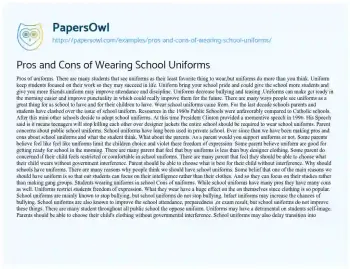 Essay on Cons of School Uniforms