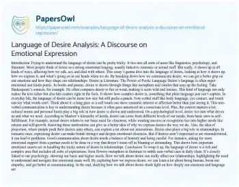 Essay on Language of Desire Analysis: a Discourse on Emotional Expression