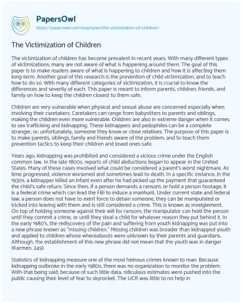 Essay on The Victimization of Children