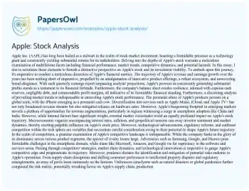 Essay on Apple: Stock Analysis