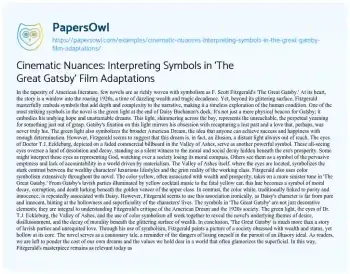 Essay on Cinematic Nuances: Interpreting Symbols in ‘The Great Gatsby’ Film Adaptations