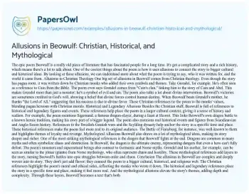 Essay on Allusions in Beowulf: Christian, Historical, and Mythological