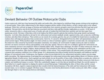 Essay on Deviant Behavior of Outlaw Motorcycle Clubs