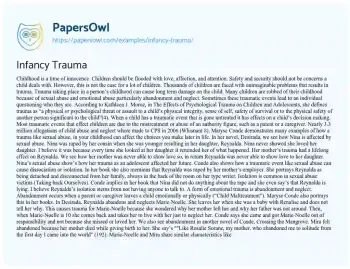 Essay on Infancy Trauma