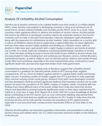 Essay on Analysis of Unhealthy Alcohol Consumption