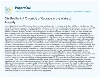 Essay on City Resilient: a Chronicle of Courage in the Wake of Tragedy