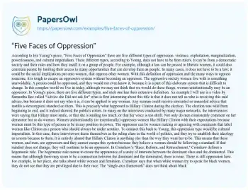 Essay on “Five Faces of Oppression”