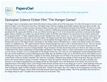 Essay on Dystopian Science Fiction Film “The Hunger Games”