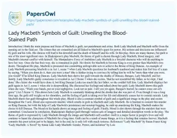 Essay on Lady Macbeth Symbols of Guilt: Unveiling the Blood-Stained Path