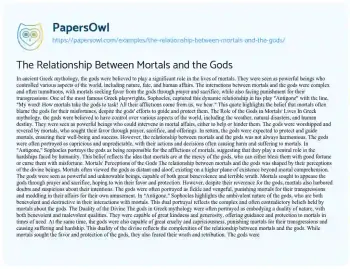 Essay on The Relationship between Mortals and the Gods