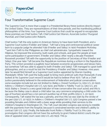 Essay on Four Transformative Supreme Court