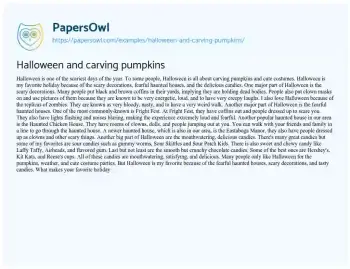 Essay on Halloween and Carving Pumpkins