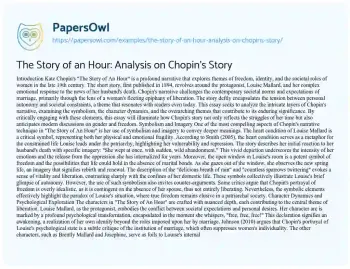 Essay on The Story of an Hour: Analysis on Chopin’s Story