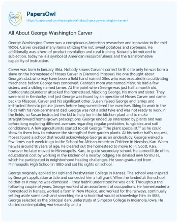 Essay on All about George Washington Carver