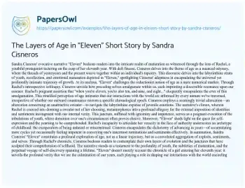 Essay on The Layers of Age in “Eleven” Short Story by Sandra Cisneros