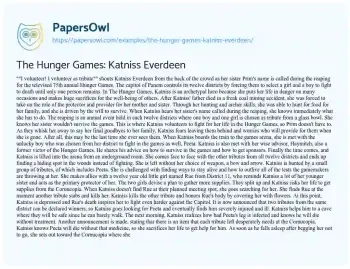 Essay on The Hunger Games: Katniss Everdeen