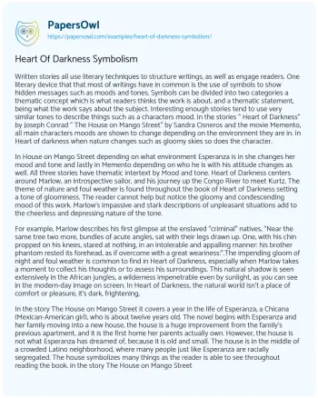 Essay on Heart of Darkness Symbolism