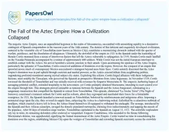 Essay on The Fall of the Aztec Empire: how a Civilization Collapsed