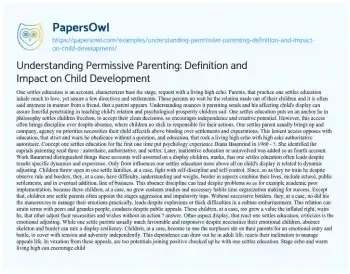 Essay on Understanding Permissive Parenting: Definition and Impact on Child Development