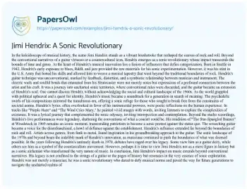 Essay on Jimi Hendrix: a Sonic Revolutionary