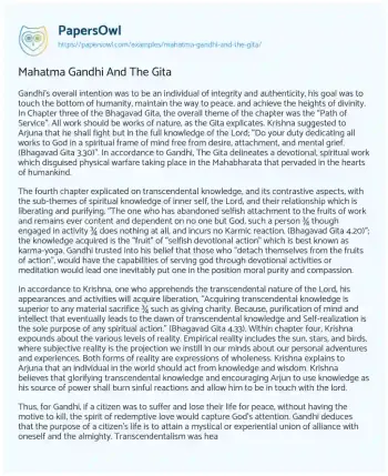 Essay on Mahatma Gandhi and the Gita