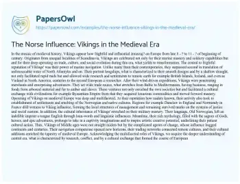 Essay on The Norse Influence: Vikings in the Medieval Era