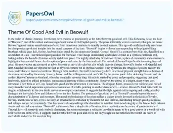 Essay on Theme of Good and Evil in Beowulf