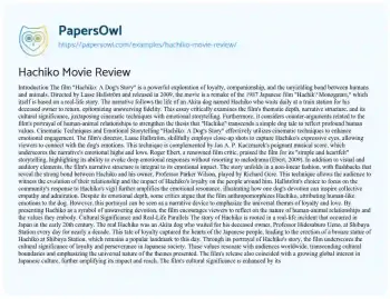 Essay on Hachiko Movie Review