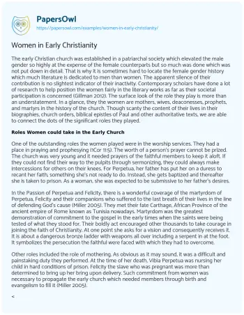 Essay on Women in Early Christianity